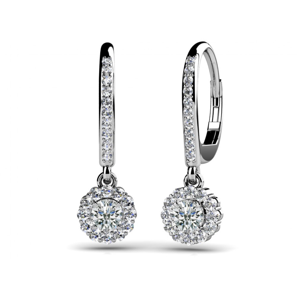 1.75 ct Ladies Round Cut Diamond Drop Earrings (Color G Clarity SI1